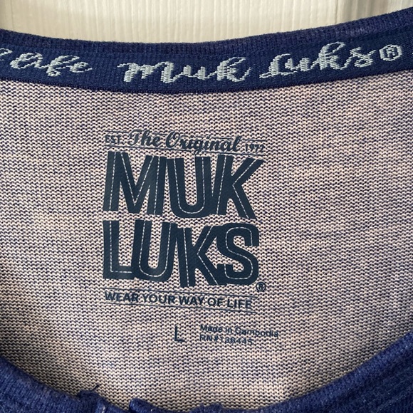 NWT Muk Luks Pajama Set Blue top with Penguin Fleece Pants - Picture 7 of 10